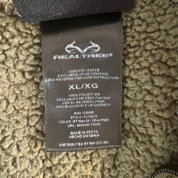 RealTree Mens Green Sherpa Fleece Pullover SIZE XL - Picture 5 of 8